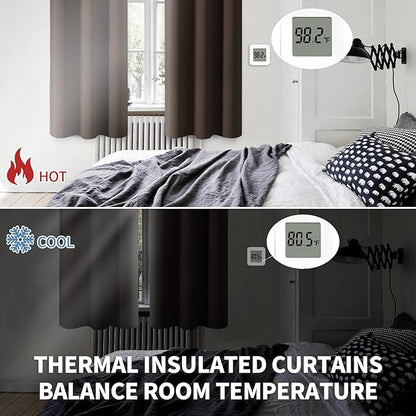 BGment Blackout Curtains for Living Room - Grommet Thermal Insulated Room Darkening Curtains for Bedroom, Set of 2 Panels (52 x 63 Inch, Brown)