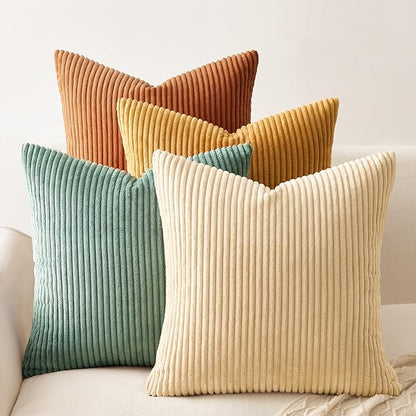 Topfinel 26x26 inch 4 Pack Decorative Throw Pillow Covers,Soft Velvet Modern Double-Sided Designs, Mix and Match for Home Fall Decor, Cushion Covers Set of 4 (Orange/Teal)