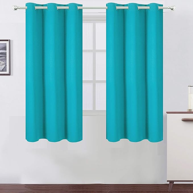 LEMOMO Teal Thermal Blackout Curtains/38 x 63 Inch/Set of 2 Panels Room Darkening Curtains for Bedroom
