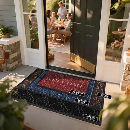 Yimobra Welcome Mat Outdoor Indoor, All-Season Waterproof Front Door Mat Outside Entrance, All-Weather Heavy Duty Non-Slip Doormat, Low Profile Porch Patio Entrance Mats, 47x32, Coffee