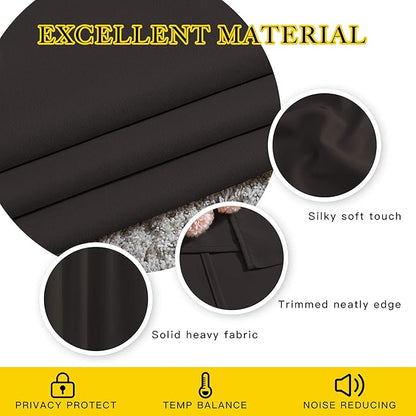 NICETOWN Room Darkening Curtains Extra Long 110 Inches, Grommet Thermal Insulated Weighted Window Treatments for Living Room/Farmhouse, W66 x L110, Toffee Brown, 2 Panels
