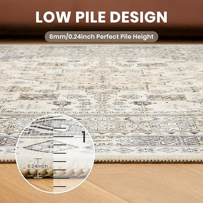 zesthome Runner Rug 2x5 - Stain Resistant Machine Washable Rug, Non Slip Vintage Hallway Runner Rugs, Low Pile Lightweight Runners for Kitchen, Entryway and Corridor