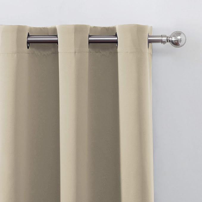 LEMOMO Beige Thermal Blackout Curtains/42 x 63 Inch/Set of 2 Panels Room Darkening Curtains for Bedroom