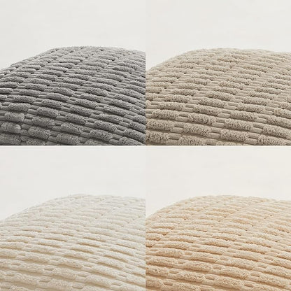 Fancy Homi 4 Packs Neutral Decorative Throw Pillow Covers 22x22 Inch for Living Room Couch Bed Sofa, Rustic Farmhouse Boho Home Decor, Soft Plush Striped Corduroy Square Cushion Case 55x55 cm