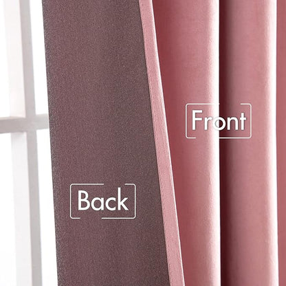 MIULEE Velvet Curtains 90 inches 2 Panels - Luxury Blackout Curtains for Girls Bedroom Nursery Living Room Thermal Insulated Super Soft Window Drapes Rod Pocket & Back Tab, Blush Pink, W52 x L90 inch