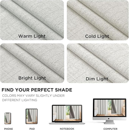 Joydeco Linen Blackout Curtains for Bedroom - 100% Light Blocking 1 Panels, White Drapes 100" W x 90" L, Thermal Insulated Room Darkening Curtains for Living Room, Rod Pocket & Back Tabs