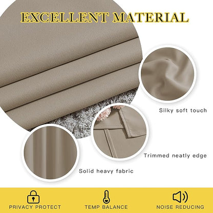 NICETOWN Doorway Curtains for Living Room 78 inches Long, Grommet Privacy Light & Sound Reducing Room Darkening Window Treatments for Living Room, 2 Panels, Taupe, W52 x L78