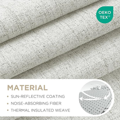 Joydeco Linen Blackout Curtains for Bedroom - 100% Light Blocking 1 Panels, White Drapes 100" W x 90" L, Thermal Insulated Room Darkening Curtains for Living Room, Rod Pocket & Back Tabs