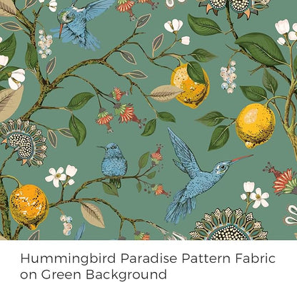 Topfinel 80 Inches Long Custom Sage Green Luxury Curtains for Living Room Bedroom, Blackout Vintage Victorian Curtains Floral Lemon Hummingbird Printed Grommet Drape 80 Inch Length