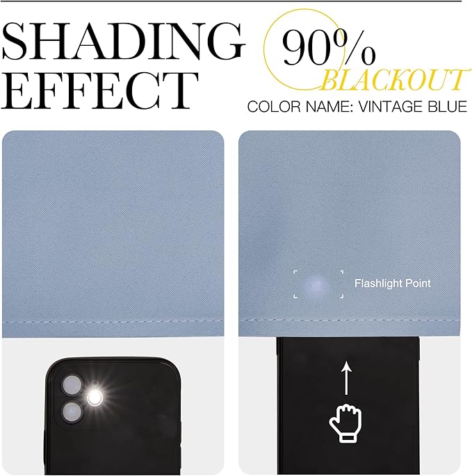NICETOWN Blackout Curtains for Living Curtains, Vintage Blue, 2 Panels, 42 by 72, Room Darkening Window Curtain Panels, Easy-Care Solid Thermal Insulated Draperies/Drapes for Daughter Room