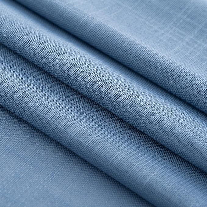 Denim Blue Curtains for Living Room Back Tab Modern Farmhouse Semi Sheer Blue Curtains 100 inches Long 2 Panels Set Muted Neutral Window Curtain for Dining Room Bedroom 52x100