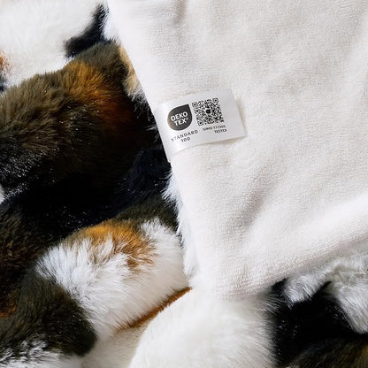 Cozy Bliss Cow Print Faux Fur Throw Blanket for Couch, Fuzzy Soft Plush Thick Bubble Blanket for Sofa Bedroom Living Room, 50x60 Inches