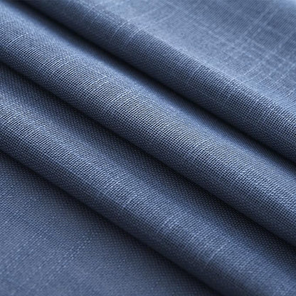 Navy Blue Curtains 96 inch Length for Bedroom Back Tab Light Filtering Semi Sheer Blue Living Room Curtains Linen Cotton Textured Indigo Blue Drapery Panel Modern Aesthetic Decor 60" Wx96 L