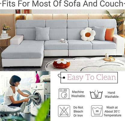 Soothing Home Sofa Covers, Sofa Hero Covers, Wear-Resistant Universal Couch Covers Washable Stretch Sectional Couch Cushion Covers (Beige,Pillow Cover)