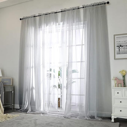 Chyhomenyc 120 Inch Long Sheer Curtains for Bedroom, Semi Sheer Privacy Curtains & Drapes Texture Sunlight Filtering for Hallway Window Guest Room Country House, 42x120 Inches, 2 Panel, Charcoal Grey