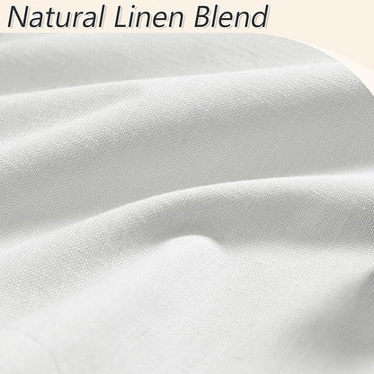 Guken White 100% Blackout Linen Curtains 42 Inch Wide by 72 Inch 2 Panels Set for Living Room Bedroom Back Tab Thermal Insulated Black Out Linen Drapes Room Darkening Window Curtains
