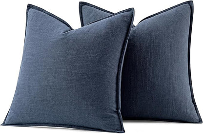MIULEE Decorative Pillow Covers 20x20 Inch Indigo Blue Boho Farmhouse Neutral Couch Throw Pillows for Bed Pack of 2 Accent Coastal Modern Pillowcase Summer Sofa Livingroom Home Decor