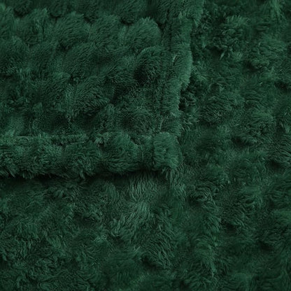 Puncuntex Dark Green Throw Blanket 108"×90" inches Fuzzy 3D Jacquard Decorative Flannel Fleece Super Soft Plush Cozy Blanket for Couch Sofa Chair Lightweight