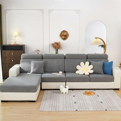 Couch Covers for 3 Cushion Sofa Pet Friendly Couch Cushion Covers Universal Sofa Covers Washable Stretch Slipcovers for Sectional Sofa (Texture Gray,Large Triple Seat Cover)