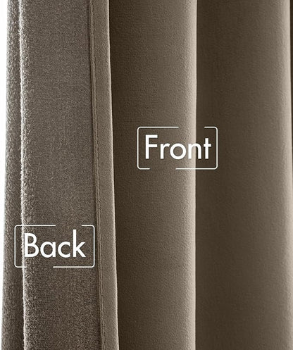MIULEE Taupe Velvet Curtains 90 inches - Luxury Blackout Curtains for Bedroom Living Room Thermal Insulated Super Soft Window Drapes Rod Pocket & Back Tab, W52 x L90 inches, 2 Panels