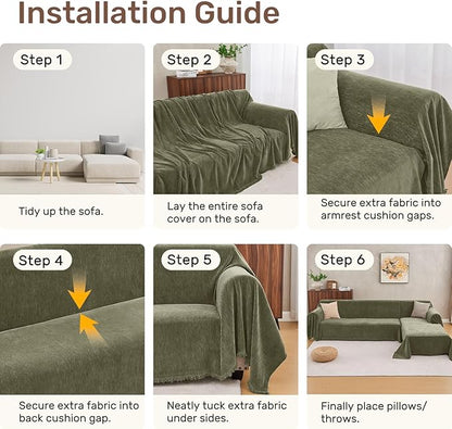Sectional Couch Covers, 2 Pieces Washable L Shaped Couch Covers Sofa Blanket for Dogs Pet Friendly Sectional Sofa Slipcovers Furniture Covers,71"x 118"+ 71"x 118",(XX-Large,Green)