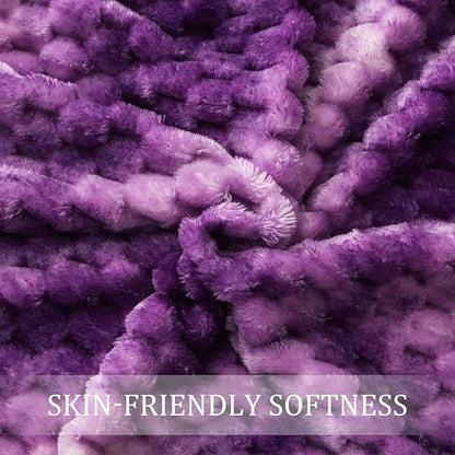 Exclusivo Mezcla Fleece Throw Blanket for Couch, Extra Large Fuzzy Tie-dye Purple Bed Blankets, Soft Cozy Plush Sofa Throws for All Seasons, 50x70 Inches
