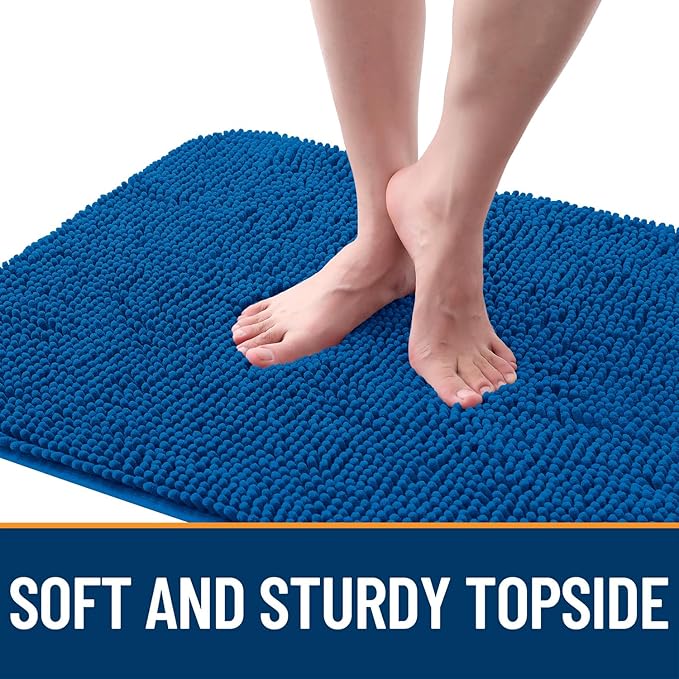 OLANLY Dog Door Mat for Muddy Paws 70x46, Absorbs Moisture and Dirt, Absorbent Non-Slip Washable Doormat, Quick Dry Chenille Mud Mat, Entry Indoor Entryway Carpet for Inside Floor, Deep Navy Blue