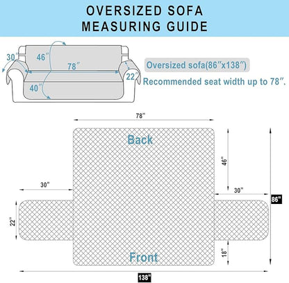 Reversible Oversized Sofa Covers Couch Cover Furniture Protector for Dogs Elastic Straps Water Resistant(XLSofa,Black/Black)