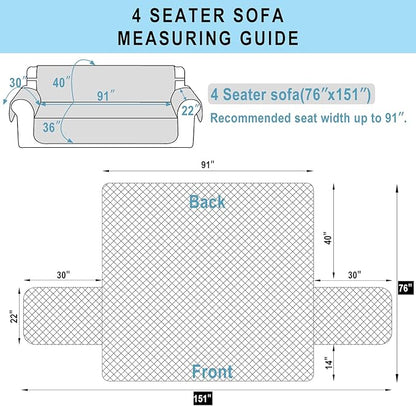 Reversible 4 Seater Sofa Cover 91 Inch Large Couch Cover Furniture Protector(Sofa XX-Large,Greyish Green/Taupe)