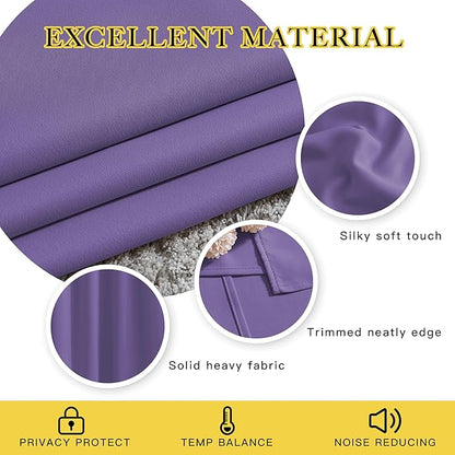 NICETOWN Blackout Curtains for Girls Room - Thermal Insulated Solid Grommet Room Darkening Curtains/Panels/Drape for Bedroom (Lilac Purple, 1 Pair, 66 by 72-Inch)