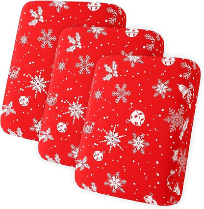 hyha Printed Couch Cushion Covers, Floral Sofa Covers Washable for 3 Cushion Couch, Stretch Pattern Outdoor Cushion Covers for Patio Furniture with Elastic Bottom(3 Packs, Snowflake Bell)
