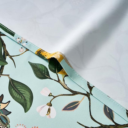 Topfinel 94 Inches Long Custom Floral Curtains Unique Cottagecore Whimsical Vintage Pretty Fun Flower Hummingbird Patterned Double Sided Grommet Print Drapes for Bedroom Living Room Dining Mint Green