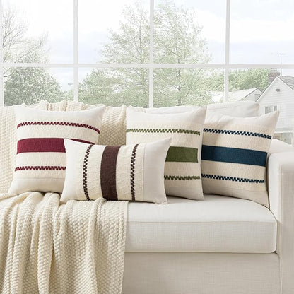 Fancy Homi Set of 1 Boho Olive Green Decorative Throw Pillow Cover 22x22 Inch for Couch Bed Sofa, Aesthetic Modern Organic Farmhouse Home Decor, Soft Cotton Cute Accent Macrame Woven Cushion Case