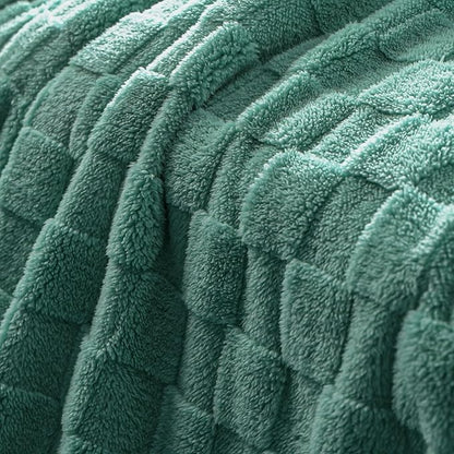 Exclusivo Mezcla Fleece Throw Blanket for Couch,Super Soft and Warm Lightweight Checkered Pattern Blankets for All Seasons,50x60 Inches, Celadon