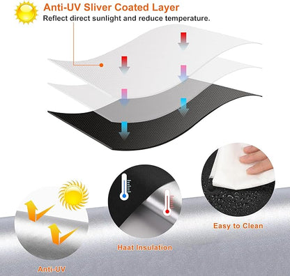 100% Black Out Window Cover Portable Blackout Shades Adhesive Thermal Blackout Blinds No Drill Guard Blind for Window Shades Temporary Room Home 57x118 Inch Darkening Shades for Skylight RV Dorm