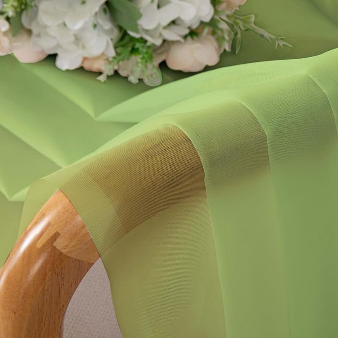 Chyhomenyc Lime Sheer Curtains 72 Inch Length 2 Panels, Light Filtering Soft Airy Rod Pocket Voile Window Curtain Drapes for French Door Bedroom Living Room, Each 42Wx72L