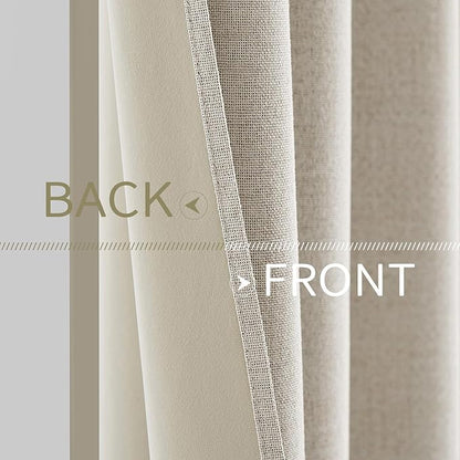 MIULEE Linen Blackout Curtains for Bedroom Thermal Insulated Birch Grommet Room Darkening Black Out Drapes for Living Room Nursery 52 x 54 Inch (2 Panels)