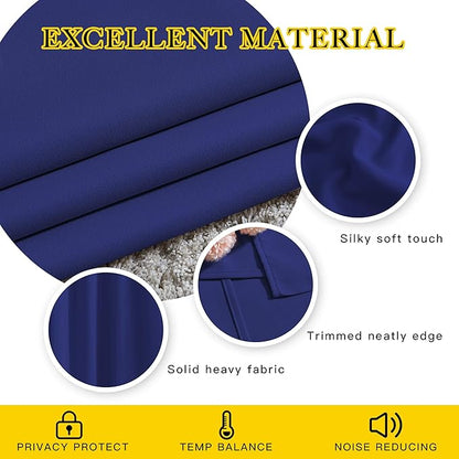 NICETOWN Navy Blue Bedroom Blackout 90 inch Curtains - Grommet Energy Saving Thermal Insulated Room Darkening Drapes Sound Dampening Window Treatments for Living Room (2 Panels, W52 x L90)