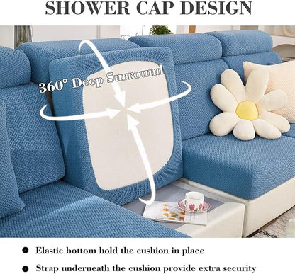 Sofa Covers Couch Covers for Sofa Pet Friendly Couch Cushion Covers Universal Sofa Covers Washable Stretch Slipcovers for Sectional Sofa (Texture Blue,Back Cover L)