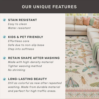 Hazo Haus Light Pink Bathroom Rug - Washable 2x3 Small Kitchen Rugs for Powder Room, Front Door Indoor Entrance, Low Pile Stain Resistant, Colorful Pastel Aethestic