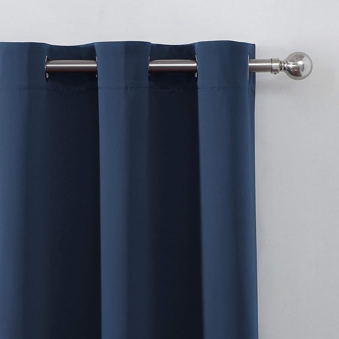 LEMOMO Navy Blue Blackout Curtains 34 x 54 Inch Length/Set of 2 Curtain Panels/Thermal Insulated Room Darkening Blackout Curtains for Bedroom