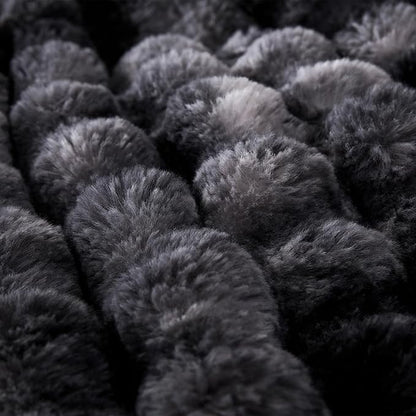 COOVA Faux Fur Throw Blanket for Couch, Cozy Soft and Fuzzy Plush Rabbit Fur Bubble Blanket for Sofa Bedroom Living Room, 50x60 Inches Tie Dye Black