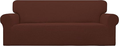 Easy-Going Stretch Sofa Slipcover 1-Piece Sofa Cover Furniture Protector Couch Soft with Elastic Bottom for Kids, Polyester Spandex Jacquard Fabric Small Checks (Sofa, Coffee)