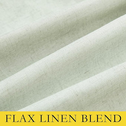 NICETOWN Extra Long Linen 100% Blackout Curtains 120" Length 2 Panels Set with Thermal Insulated Liners, Sage Green, 62" Width, Farmhouse Style Window Draperies for Patio Sliding Glass Door