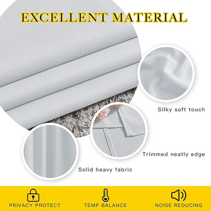 NICETOWN Room Darkening Curtain Panels - Window Treatment Thermal Insulated Grommet Light Blocking Curtains Drapes for Bedroom/Home Office (2 Panels, 46 by 54, Greyish White)