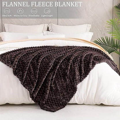 Exclusivo Mezcla Fleece Queen Blanket for Bed, Extra Large Fuzzy Coffee Bed Blankets, Soft Cozy Plush Sofa Throws for All Seasons, 90x90 Inches