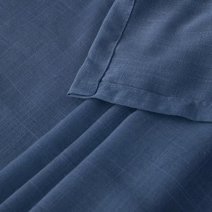 BGment Linen Navy Blue Curtains 90 Inch Length for Living Room, Semi Sheer Window Drapes Lightweight for Dining Room Bedroom Decor Light Filtering with Rod Pocket, 2 Panels Set, Each 52 Inch Wide