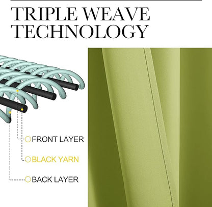 NICETOWN Fresh Green Blackout Curtains 78 inches Length for Bedroom, 2 Panels, 42" Wide, Thermal Insulated Decoration Drapes for Office Window