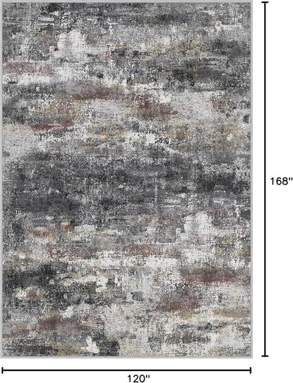 BEIMO Area Rugs 10x14 for Living Room Bedroom, Modern Abstract Machine Washable Large Dark Gray Rug, Soft Low Pile Floor Carpet with Non Slip Backing for Dining Room