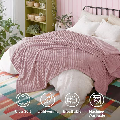 Bedsure GentleSoft Pink Fleece Blanket for Couch - Cozy Soft Blankets for Women, Cute Small Throws for Girls, 90x90 Inches